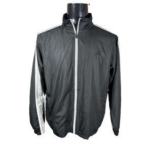 Vintage Starter Black White Stripe Zip Up Track Jacket Men’s XL 46/48 Mesh Lined